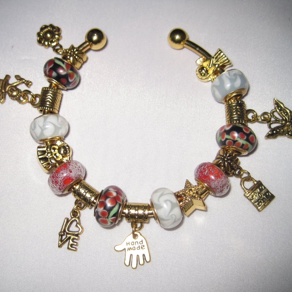 Handmade Gold Plated Charm Bracelet